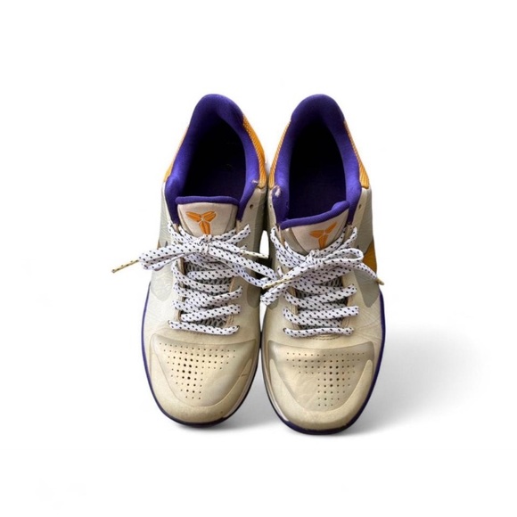 Nike Lakers Kobe V 5 Home 5.5Y Youth Boys Purple Yellow White Sneakers - Picture 4 of 7
